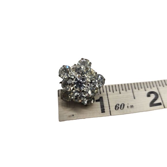 Vintage Round Sparkling Brooch Collar Pin Hat Accent Dazzling Mini 1" - Picture 5 of 16